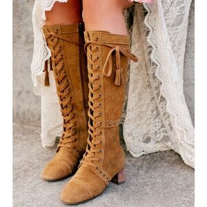 Joyfolie leather lace-up boots